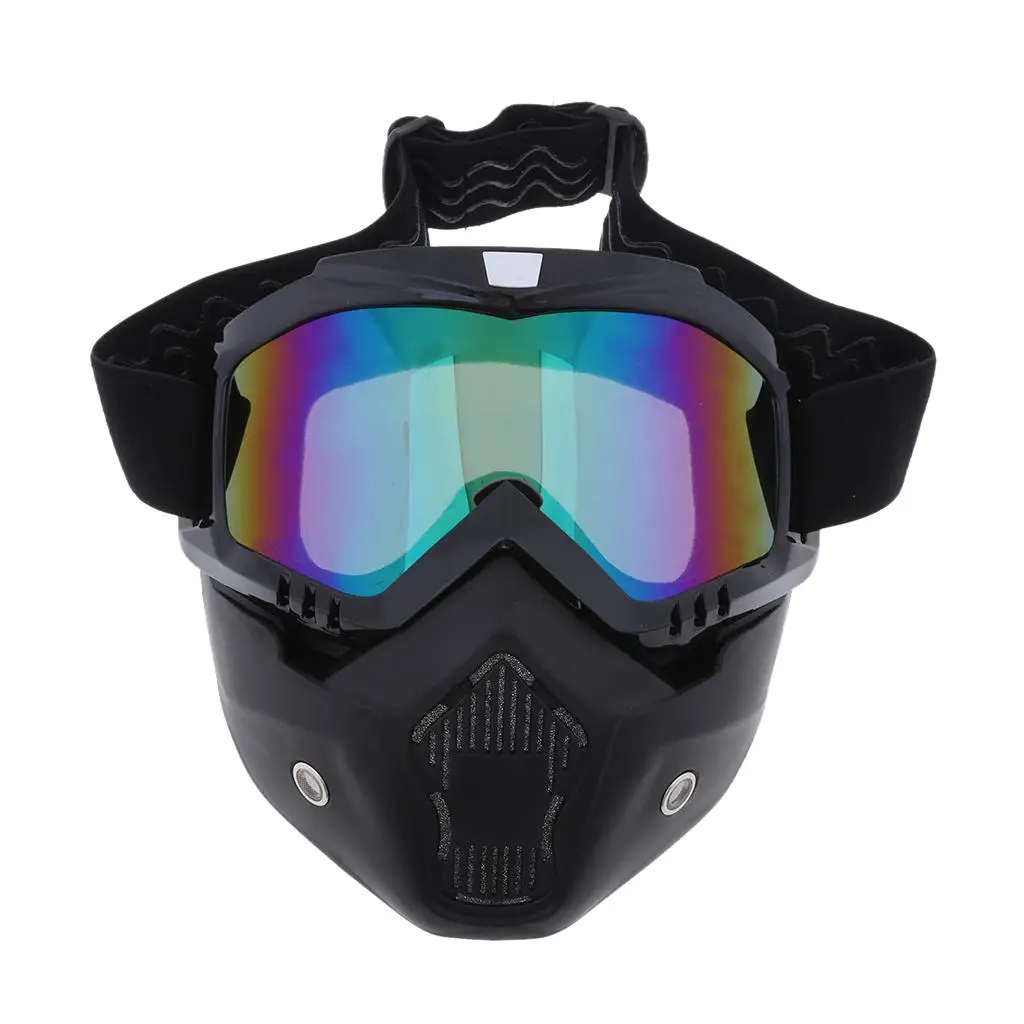 Detachable Motorcycle Helmet Face Mask Windproof Dustproof Goggles