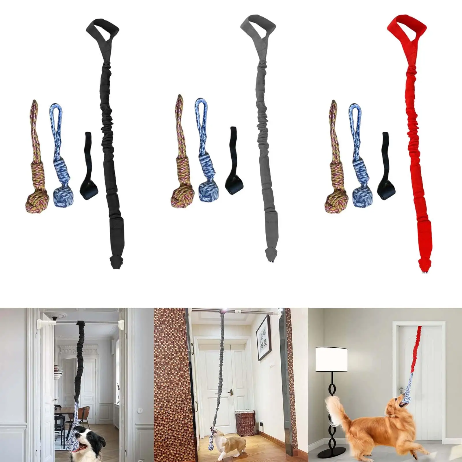 Dog Outdoor Bungee Hanging Toy Door Hanging Tug Toy Chew Rope Toy Tether