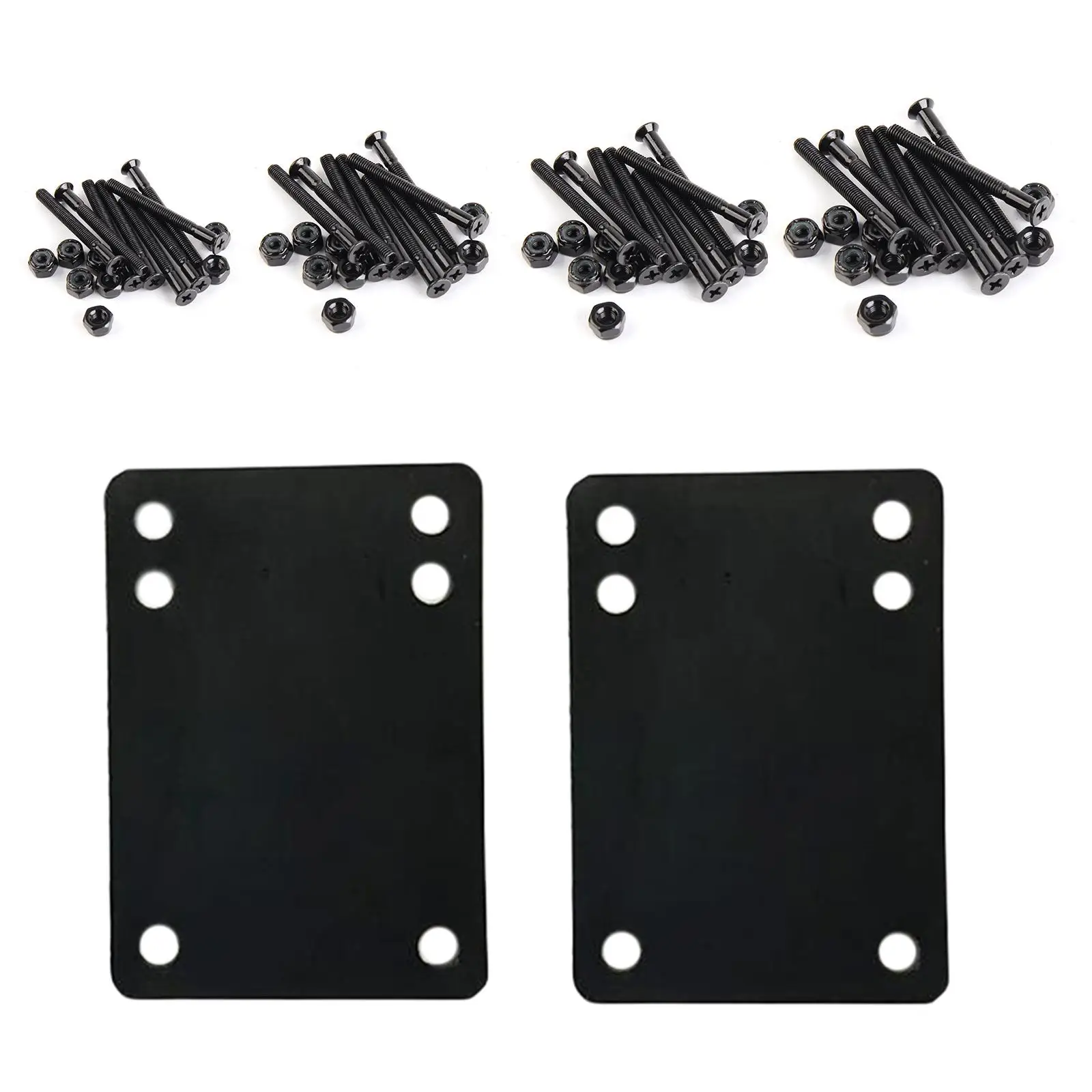 8x Deluxe Skateboard Truck Screws Deck Bolts Nuts Riser Shock Pads Rise Pad