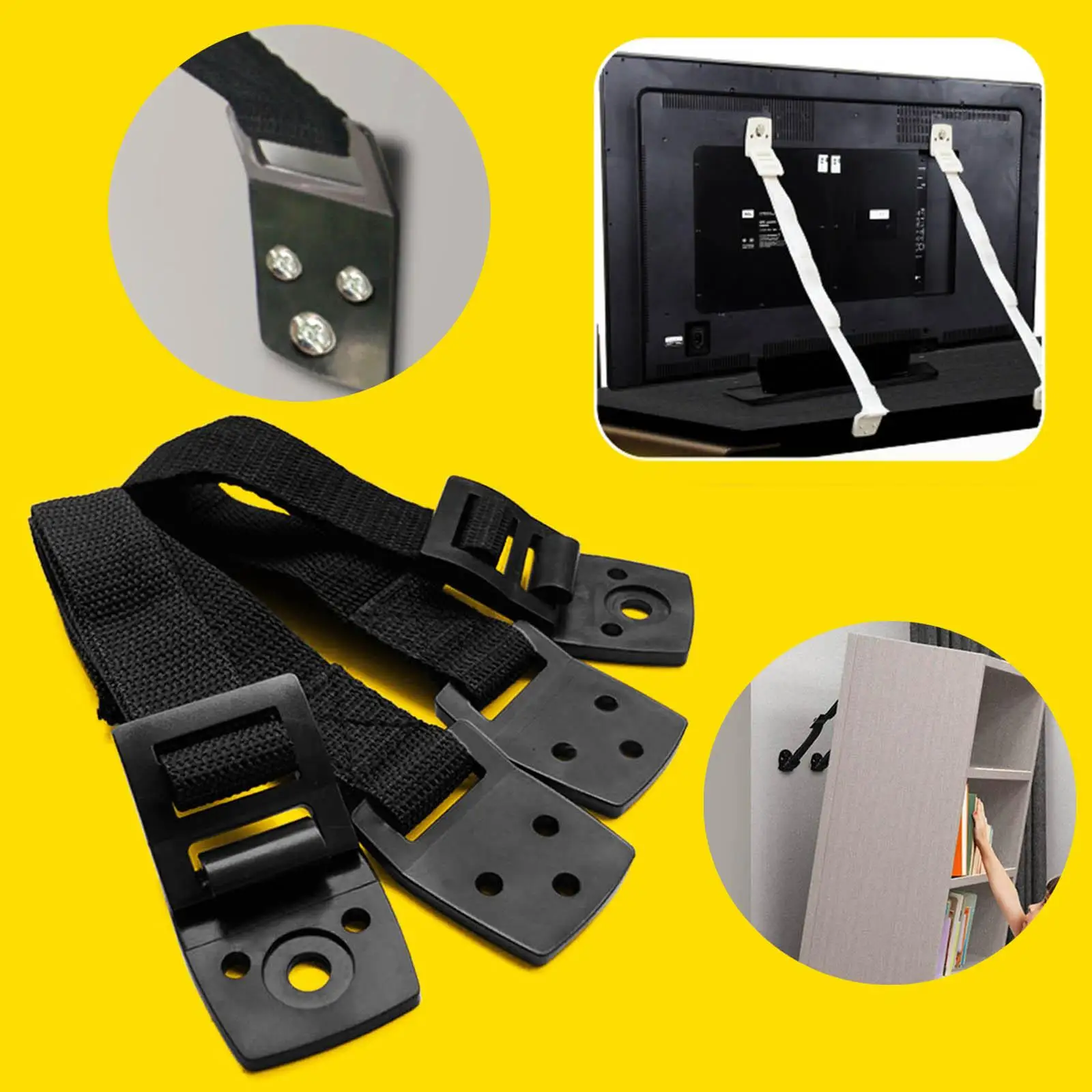 TV Anti Tip Straps Heavy Duty Secure Stand Wall Strap Harness Holder TV Safety Straps for TV Stands Cabinets Dresser Protection