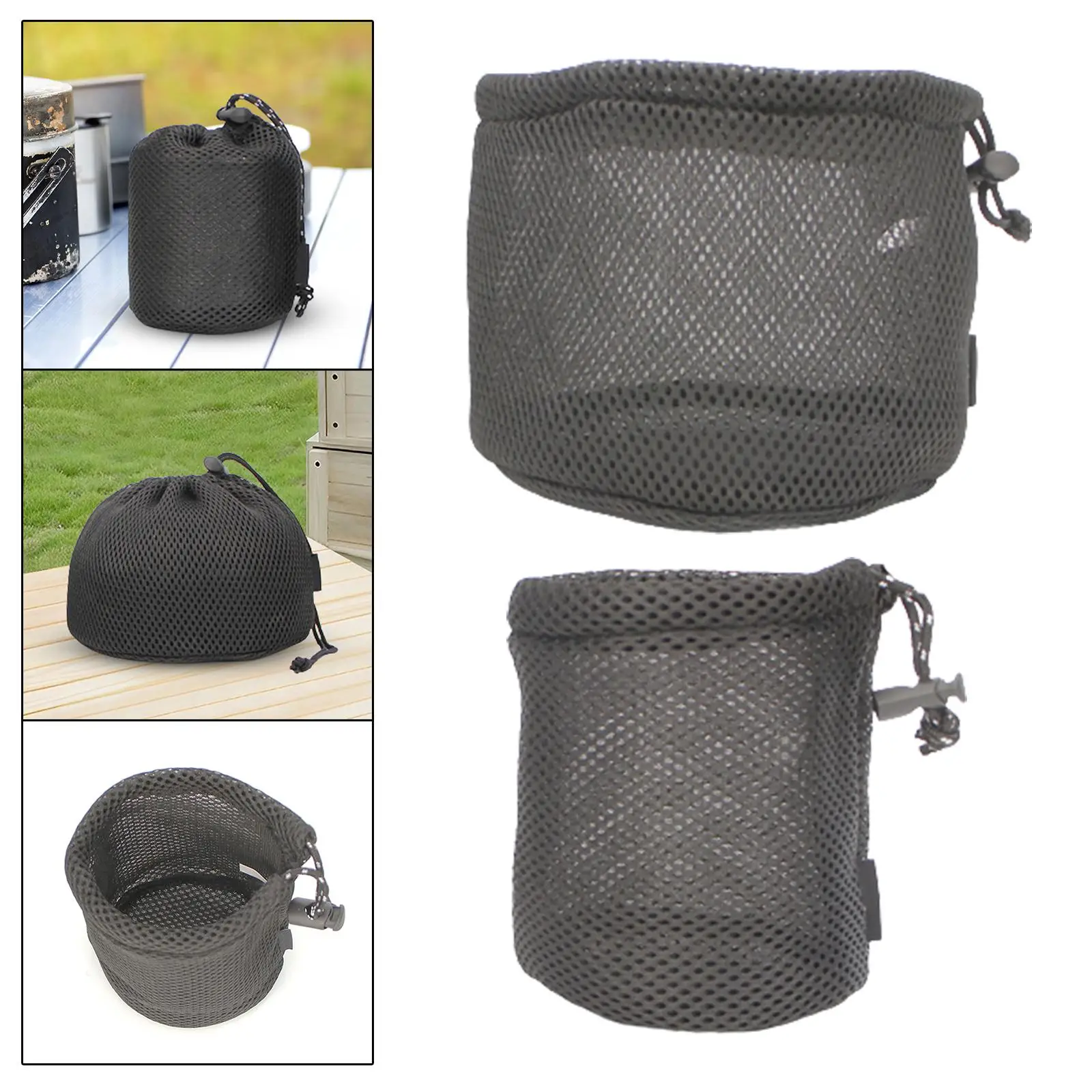Camping Net Bag Visibility Mesh Pouch Ultralight Kitchen Utensils Drawstring Mesh Bag Stuff Sack for Hiking Camping Travelling