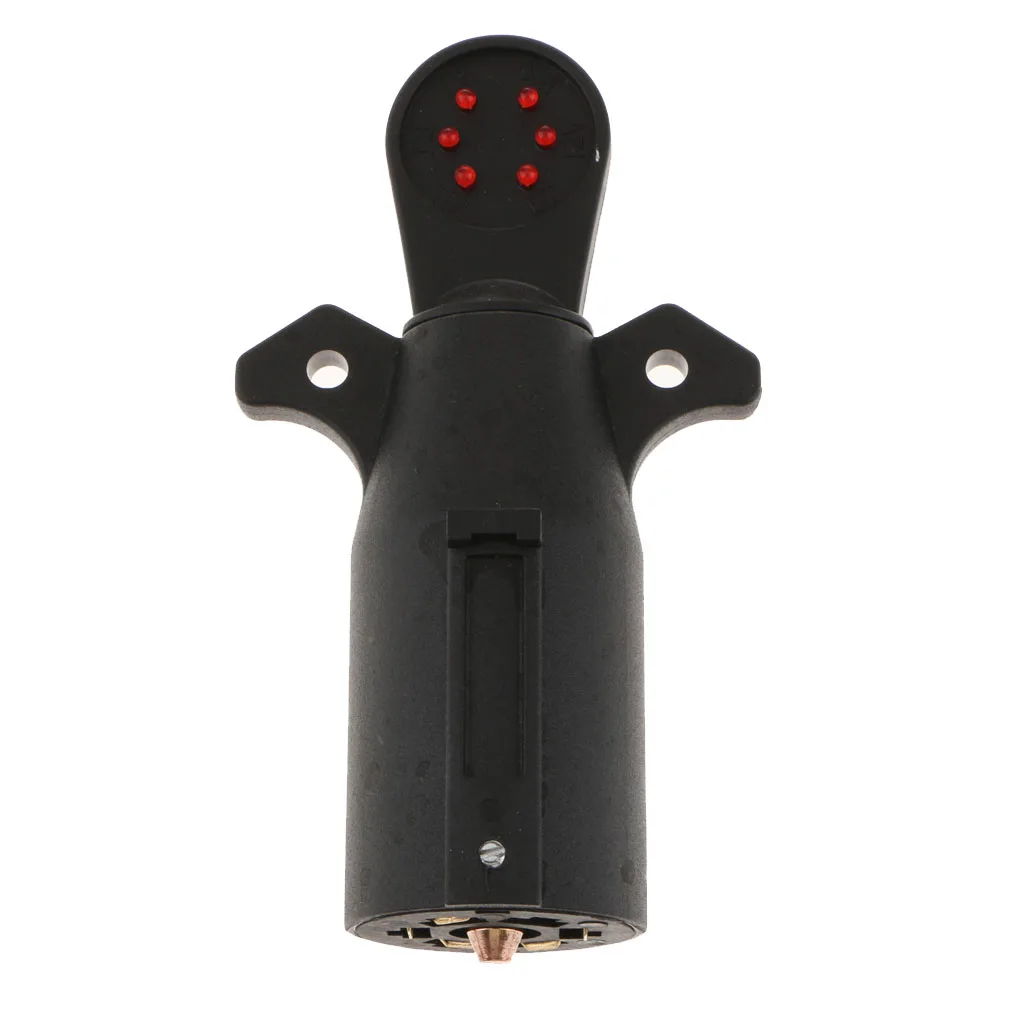 Black 7Pin Round Trailer Light Plug Connector Adaptor for RV Boat