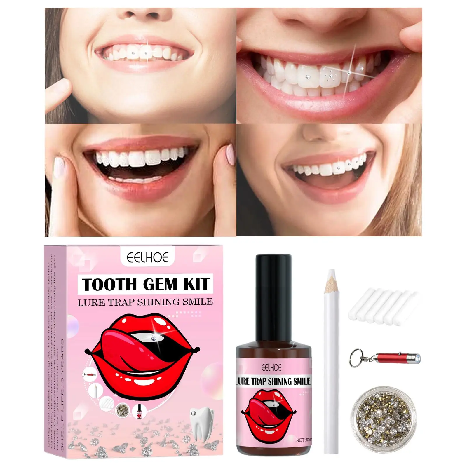 DIY Gems Kit with Glue Light & Gems Oral Ornaments Crystal Set