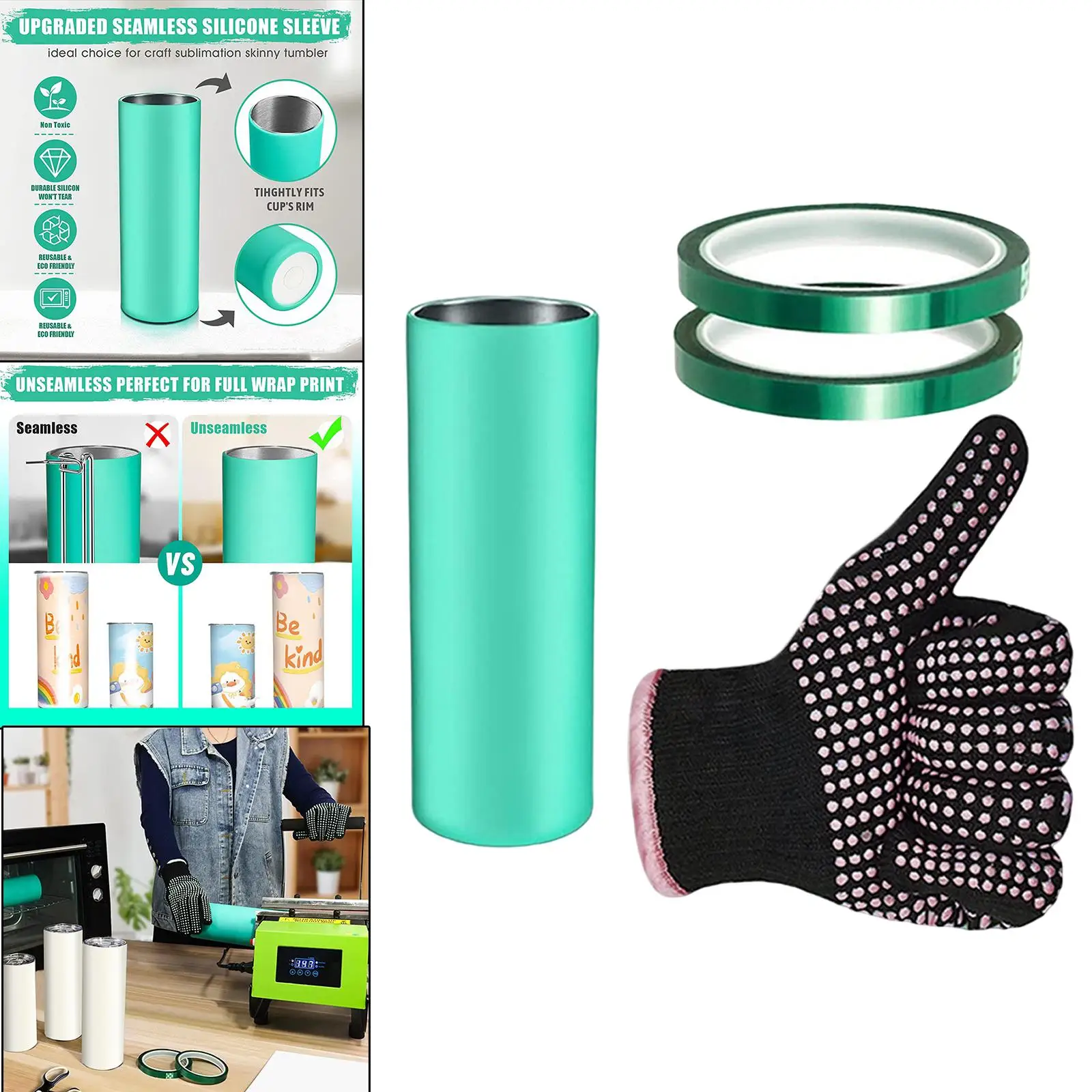 Silicone Bands Sleeve Kit W/ Heat Resistant Gloves, Transfer Tapes