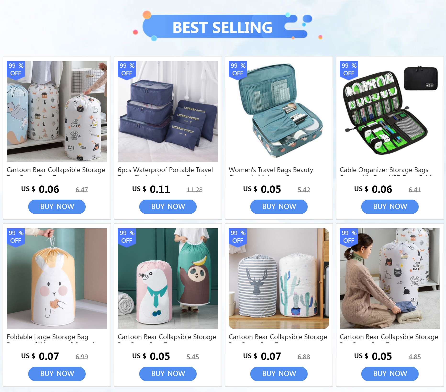 Description Picture 2 of itemCartoon Bear Collapsible Storage Bag Beam Port Transparent Organizer Clothes Blanket Baby Toy Basket Container Quilt Travel Bags