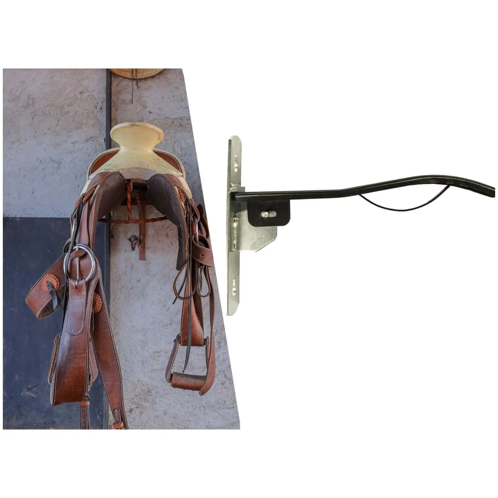 Collapsible Wall Mount Saddle Rack Height 39cm, Width 25cm Painted Metal