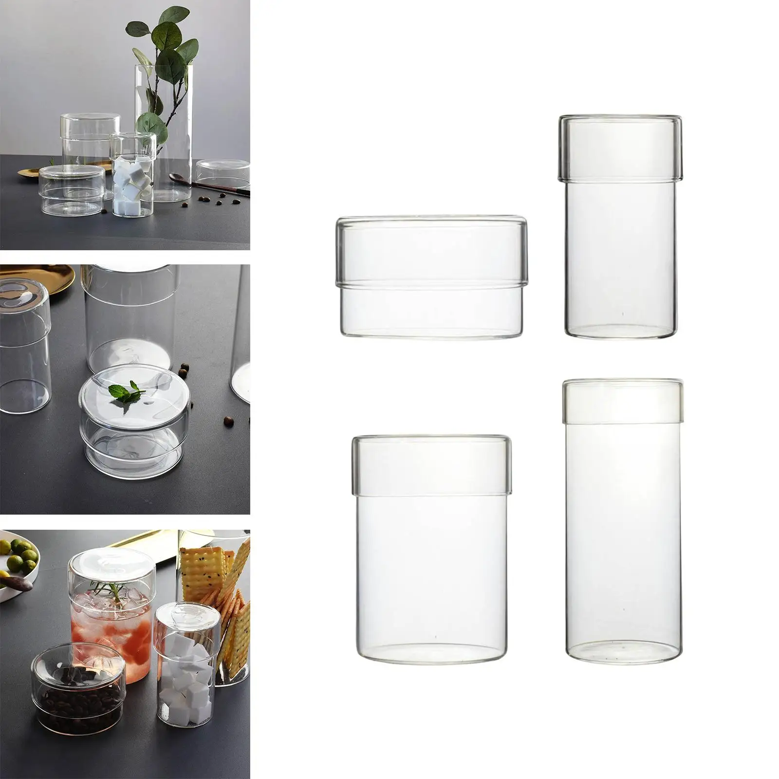 Glass Airtight Food Containers with Airtight Lid Stackable Cereal Dispensers Dry Food Sealed Bins BPA Free Bottle