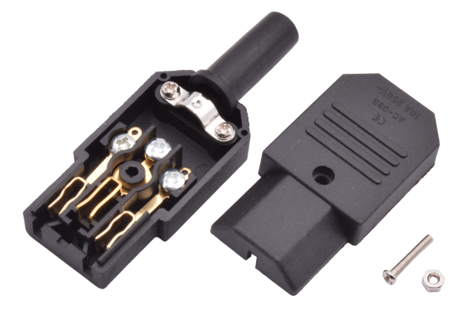 5/10pcs IEC 320 AC Power Connector C13 C14 Rewireable 10A 250V Black Electrical 3 Pin Female Male Straight Cable Plug Socket