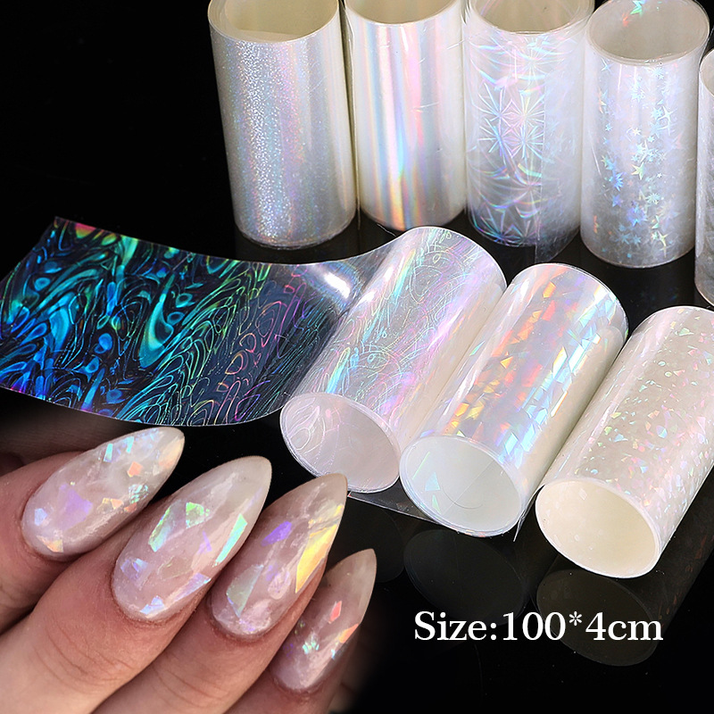 Best of Nail Art Aurora Cellophane Glass Foil Film Sticker Colorful Transfer Laser Jewelry Paper Manicure Nails DIY Decoration Wholesale Reviews & Tips