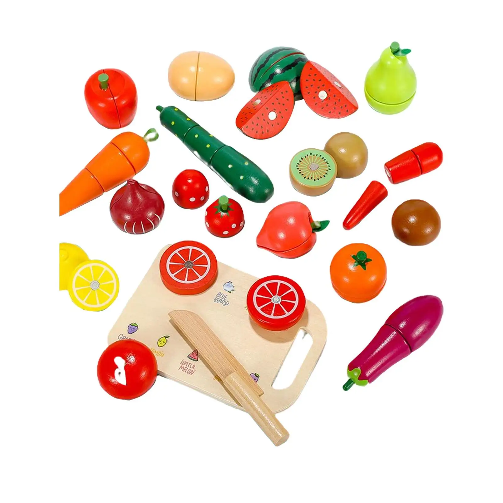 Toddler Cutting Food Fruit Set Pretend Play Toy Early Development Colorful for 3, 4, 5, 6 Year Old Durable Easily Store Gift