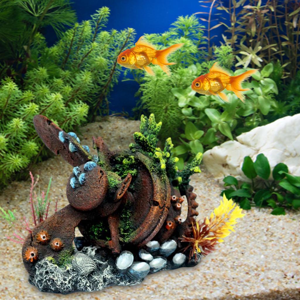 Resin Crafts Aircraft Engine Wreckage Model Gifts Collections Creative Simulation for Fish Tank Aquarium Decor