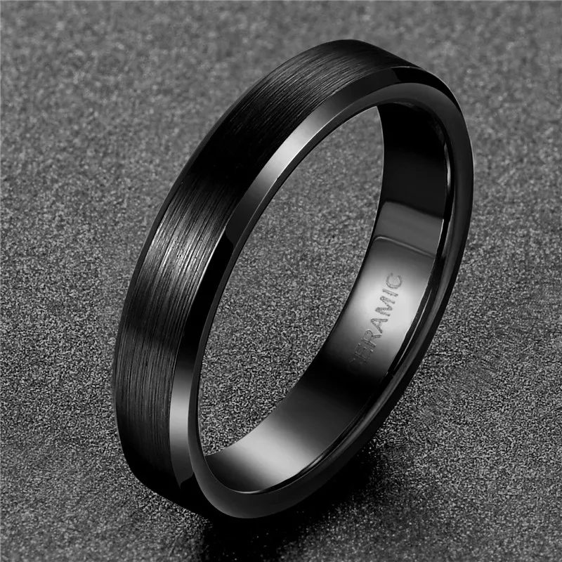 Kolmnsta 4/6/8mm Schwarzer Keramikring Anti-Allergie Männer Gebürstetes Paar Ehering Verlobungsringe Für Frauen Größe 4-15 Anel – Detail 11