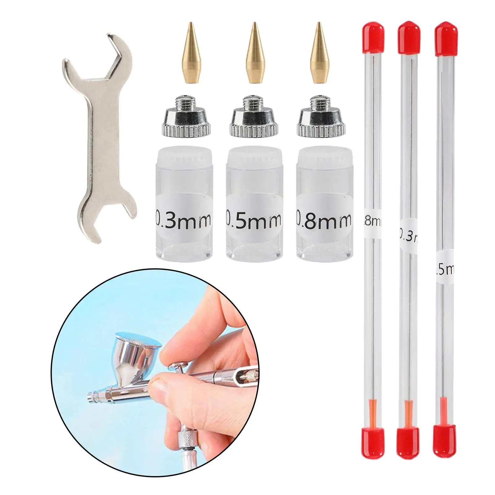 11x Airbrush Nozzle Kits Airbrush Sprayer Accessories Professional for Replacement Parts