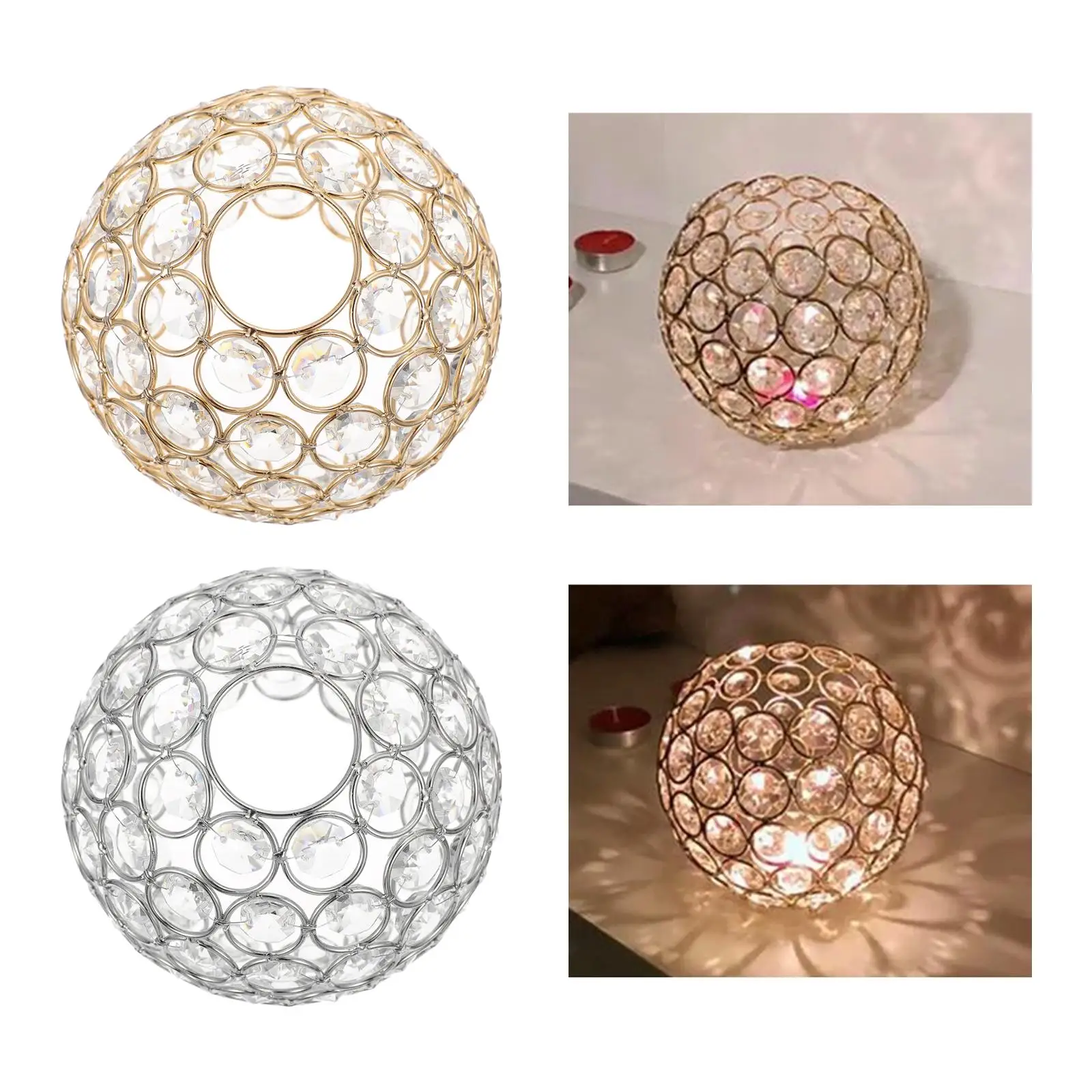 Shiny Ceiling Light Shade Replacement Cover Fitting Chandelier Crystal Lampshade Only for Wedding Bathroom Home Library Party