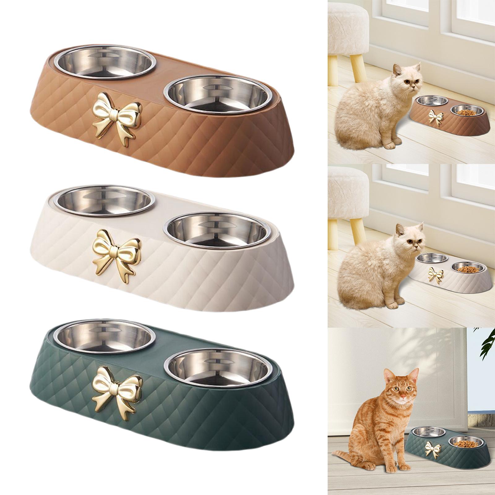 Dog Cat Double Bowls Removable Size 34x17.5x6.5cm Anti Skid Base Convenient