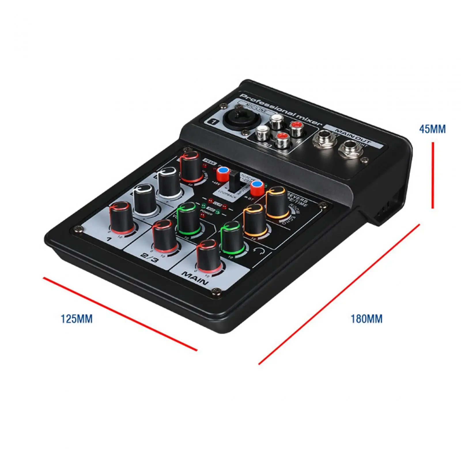 Audio Mixer Reverb DJ Controller with Effects 48V Power Digital Stereo Mixer for PC Sound Card KTV Live Streaming Home