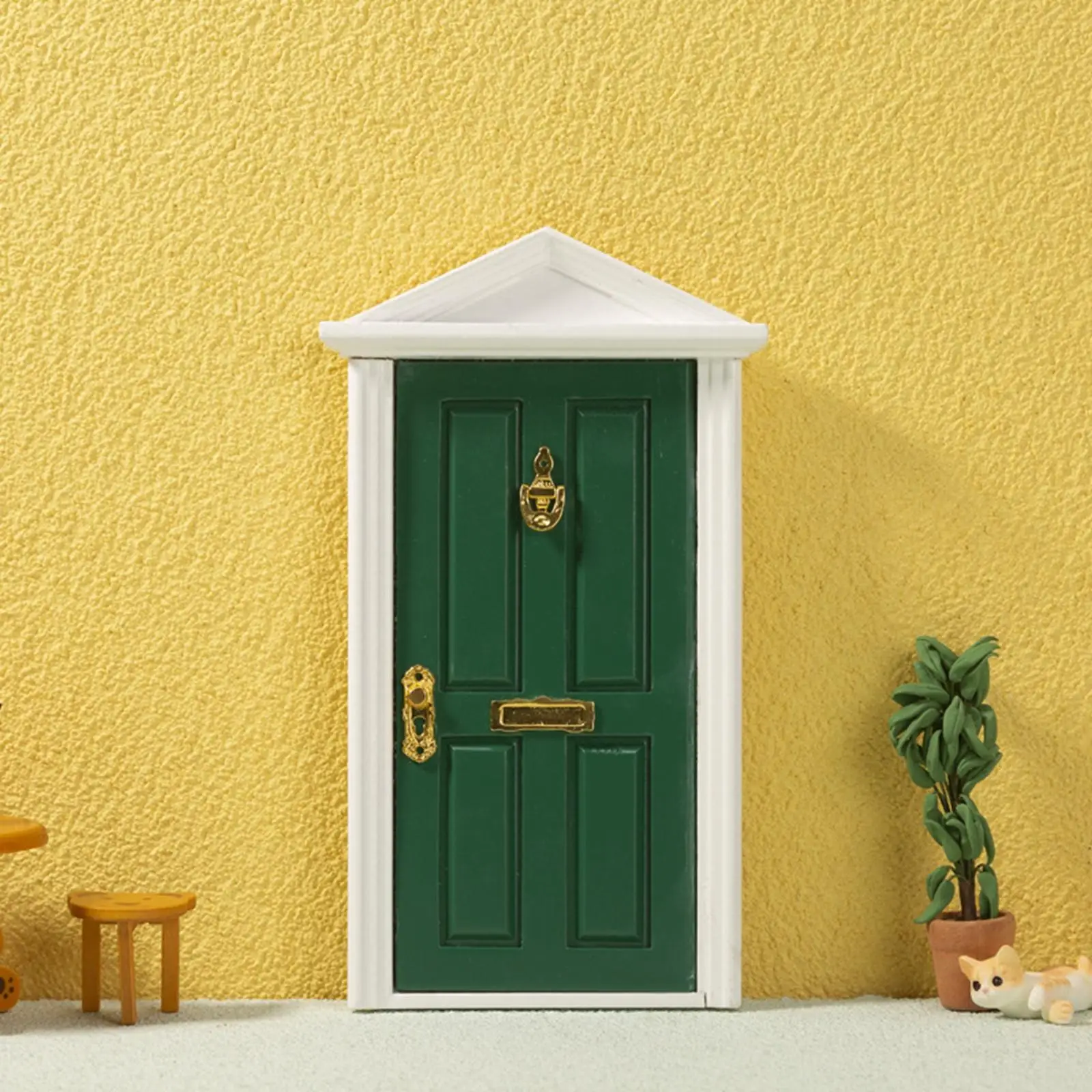 Wooden Miniature Door 1/12 Children Simulation Simple Design for Doll Decor