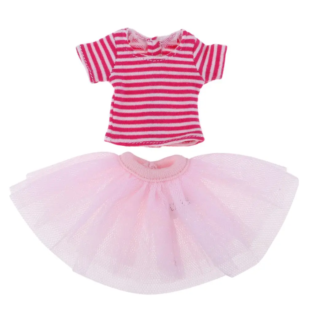 Handmade Striped Tops Pettiskirt Tutu Skirt Ball Gown for 1:6 Blythe Doll