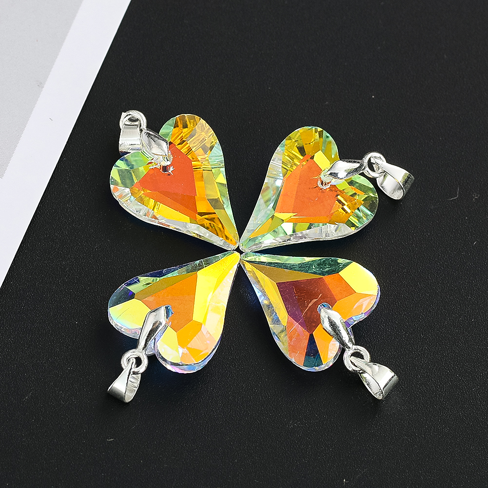 5 Stück AB Farbe Kristall Liebe Herz Anhänger 15X25mm Glasperlen Charms für Schmuckherstellung Halsketten Ohrringe DIY handgemachte Accessoires – Detail 5