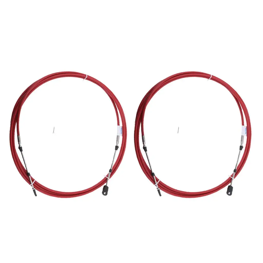 2Pcs 19Ft Throttle  Control Cable Steering System for  Outboard