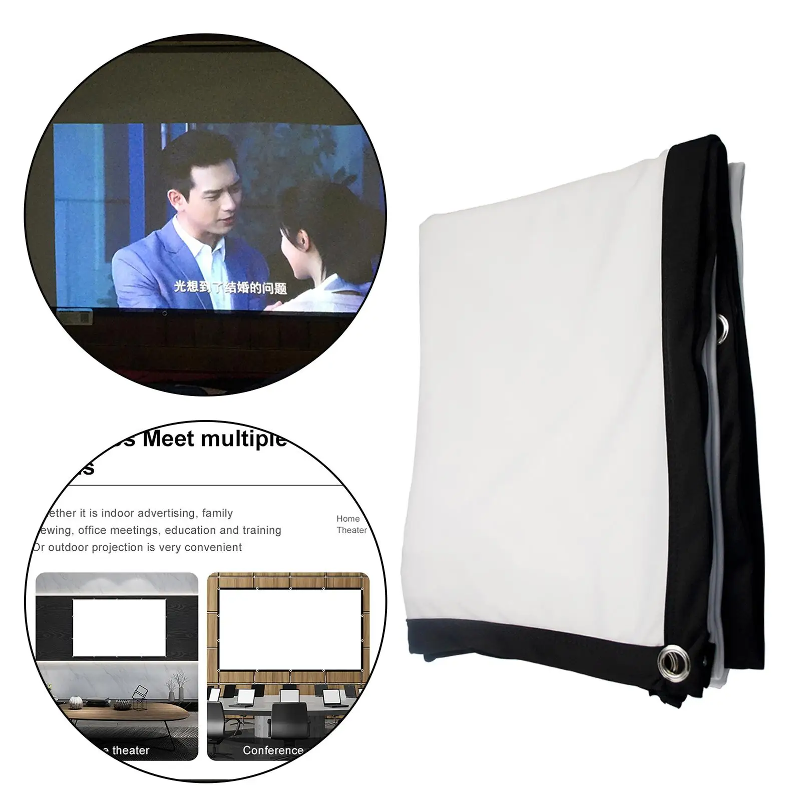  Screen Movie Screen,  Portable  Screen, Foldable Anti-, for Home Backyard Classroom Indoor Party Reisen im Freien