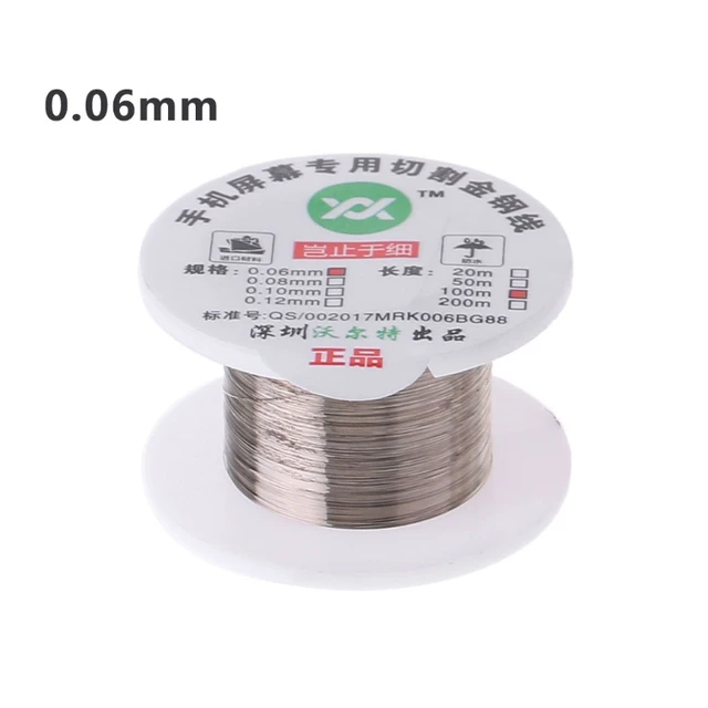 100m/329ft Molybdenum Cutting Wire Gold Steel Cable Wire for LCD Screen  Cutting Wire Splitter 0.05/0.06/0.08/0.1mm