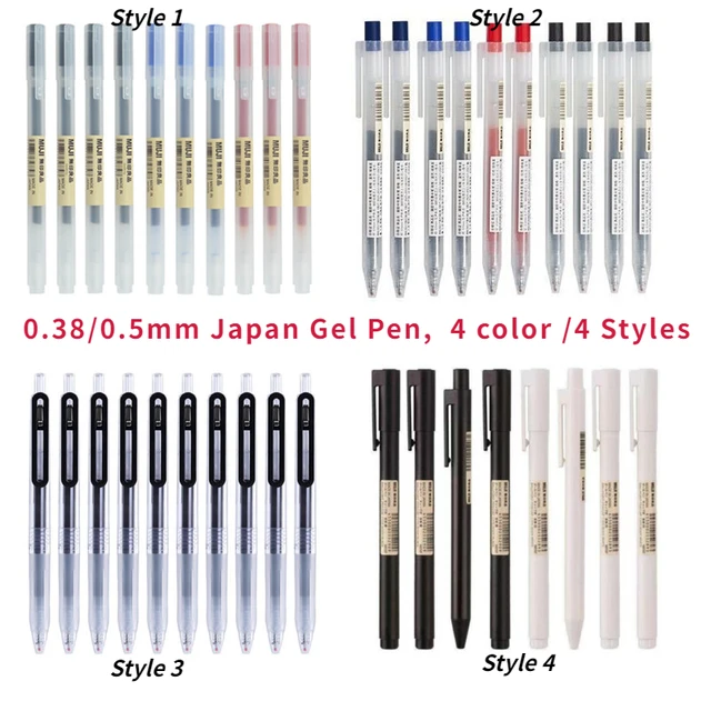 3/6/12Pcs MUJI Style Japanese Gel Pen 0.5mm Black Blue Red Ink Pen Maker Pen  School Office student Exam Writing Stationery Supply