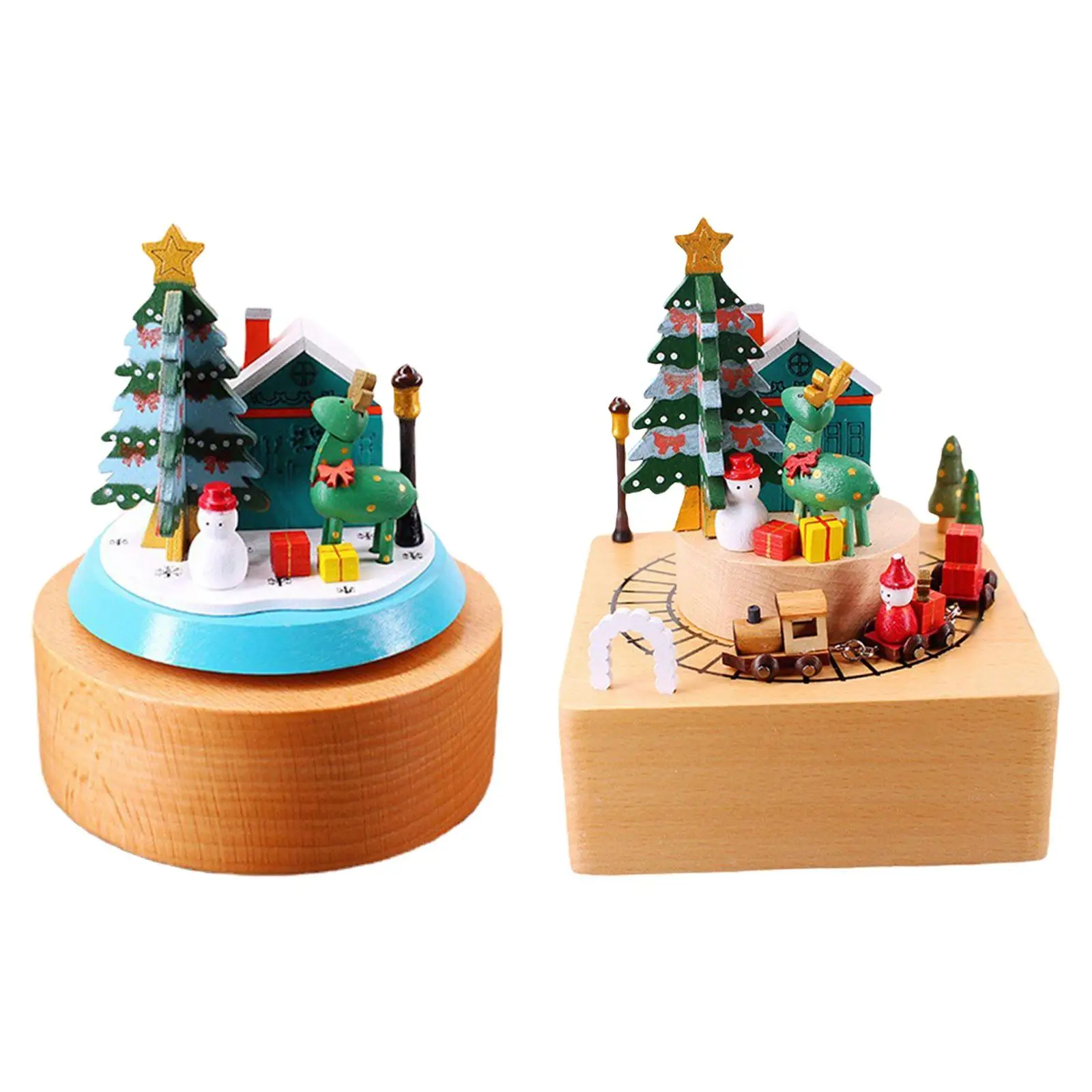 Christmas Musical Boxes Play Merry Christmas Song with Revolving Dolls Creative for Children Holiday Gift Decoration