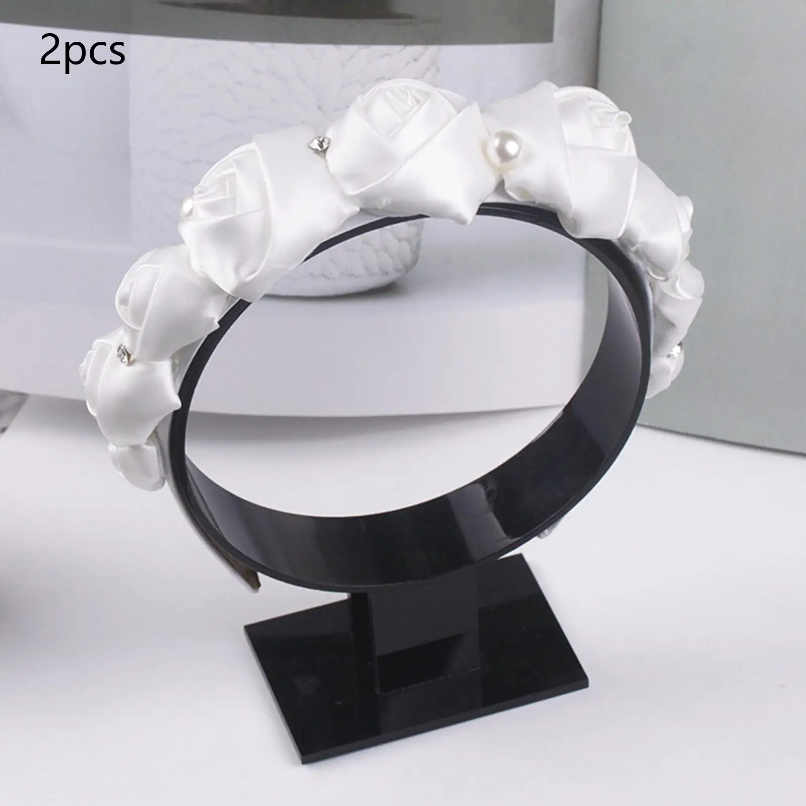 2 Pieces Single Headband Display Stand Accessories Gifts Acrylic Rack Headwear Holder Hair Hoop Holder for Store Retail Women