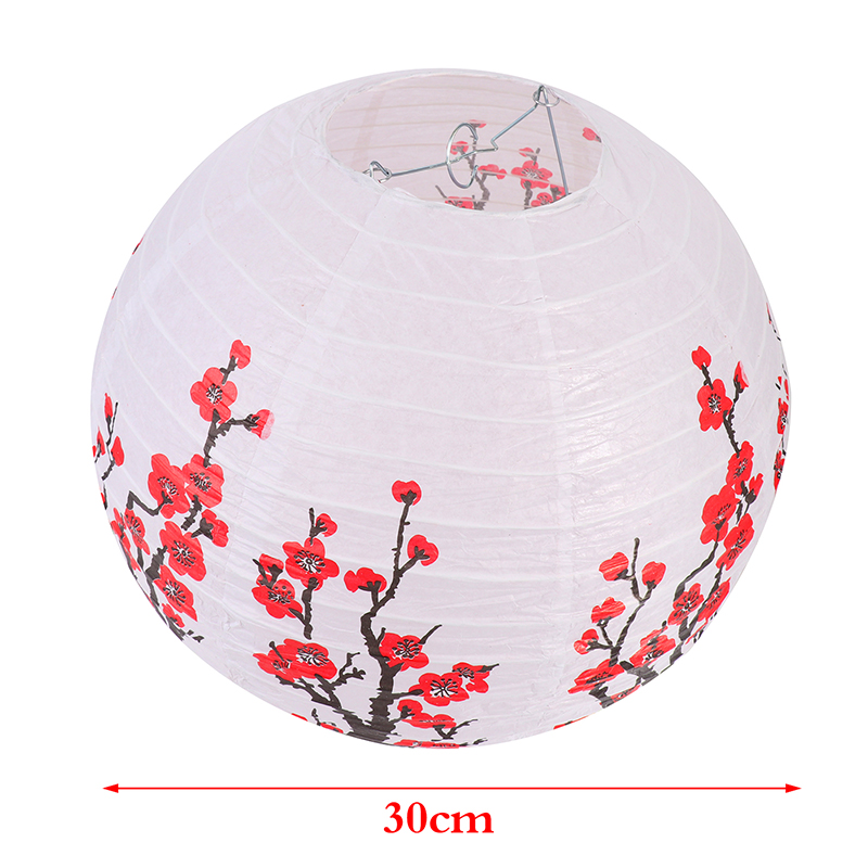 Description Picture 3 of item30cm Plum Blossom Round Paper Lantern Lamp Shade Chinese Antique Paper Lantern New Year Paper Lampshade Home Decor