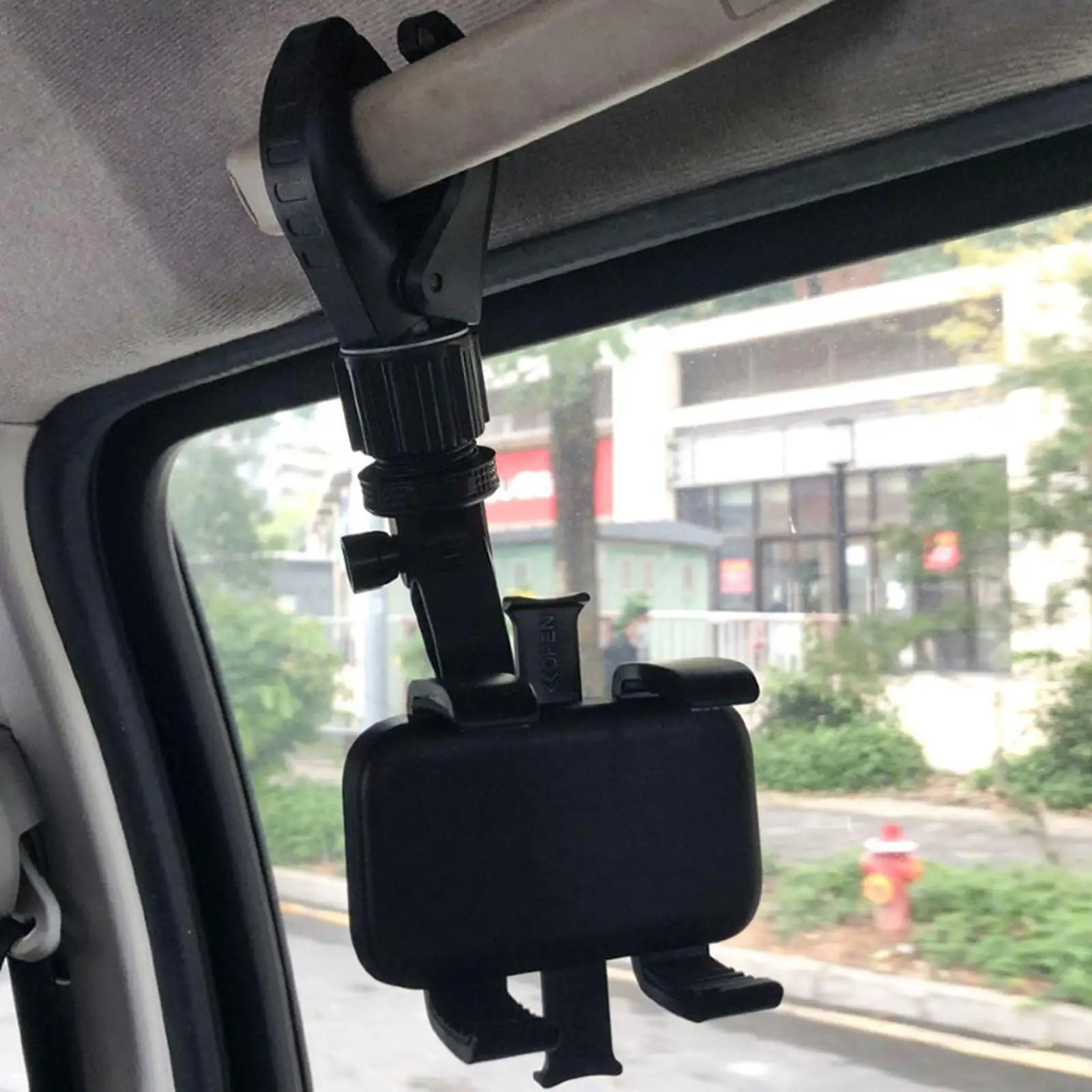 Car Rearview Mirror Cell Phone Holder 360 Degrees Knobs Multifunctional 135 Degree Rotating Bracket for 4-7in Phones Travel
