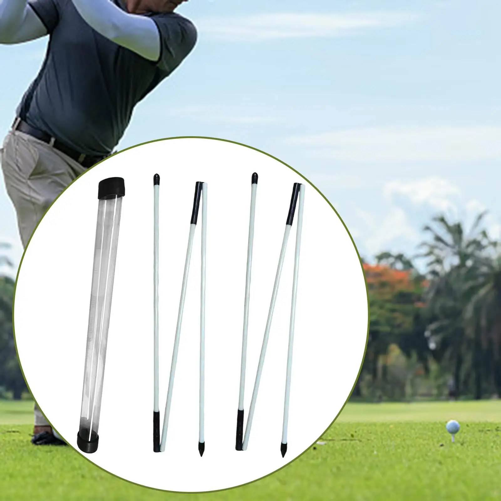 Pack of 2 Golf Alignment Training Sticks Collapsible 48 inch Golf Alignment Tool Golf Training Equipment for Putting Aiming