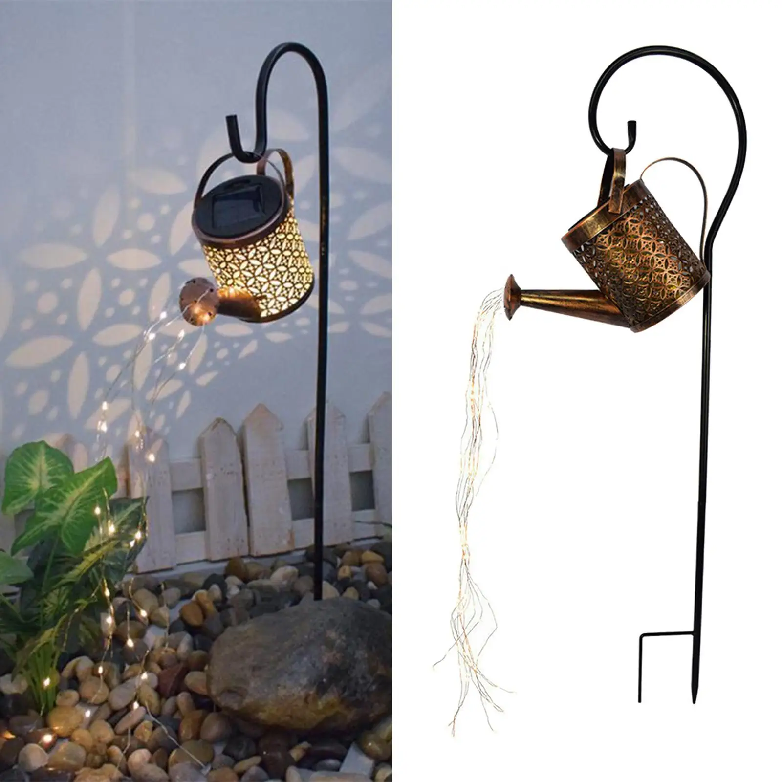 Metal Solar Watering Can Lights Solar Garden Lights LED Waterfall Lights for Porches Party