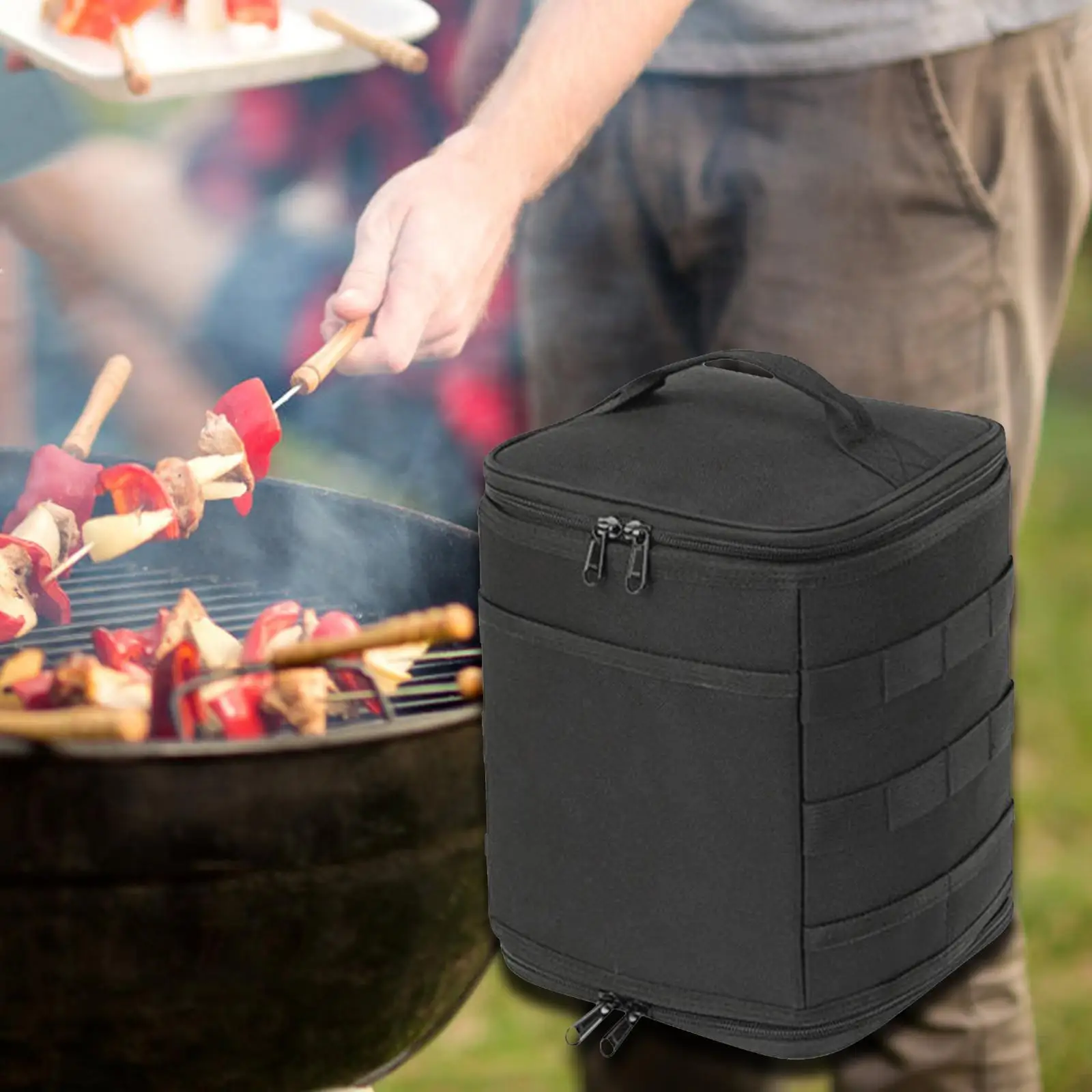 Camping Storage Bag 4 Compartments Sauce Storage Durable for Travel BBQ Home