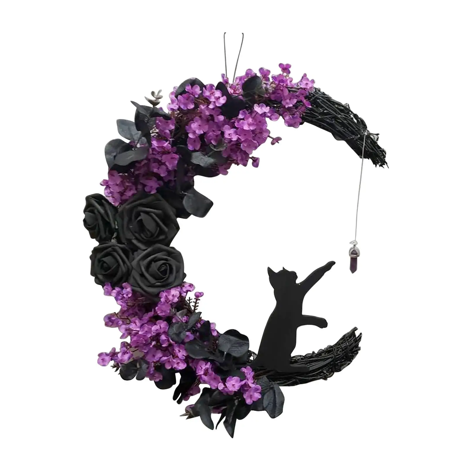 Artificial Halloween Wreath Spooky Party Photo Props 35cm Hanging Garland for Decoration Halloween Outdoor Holiday Festival