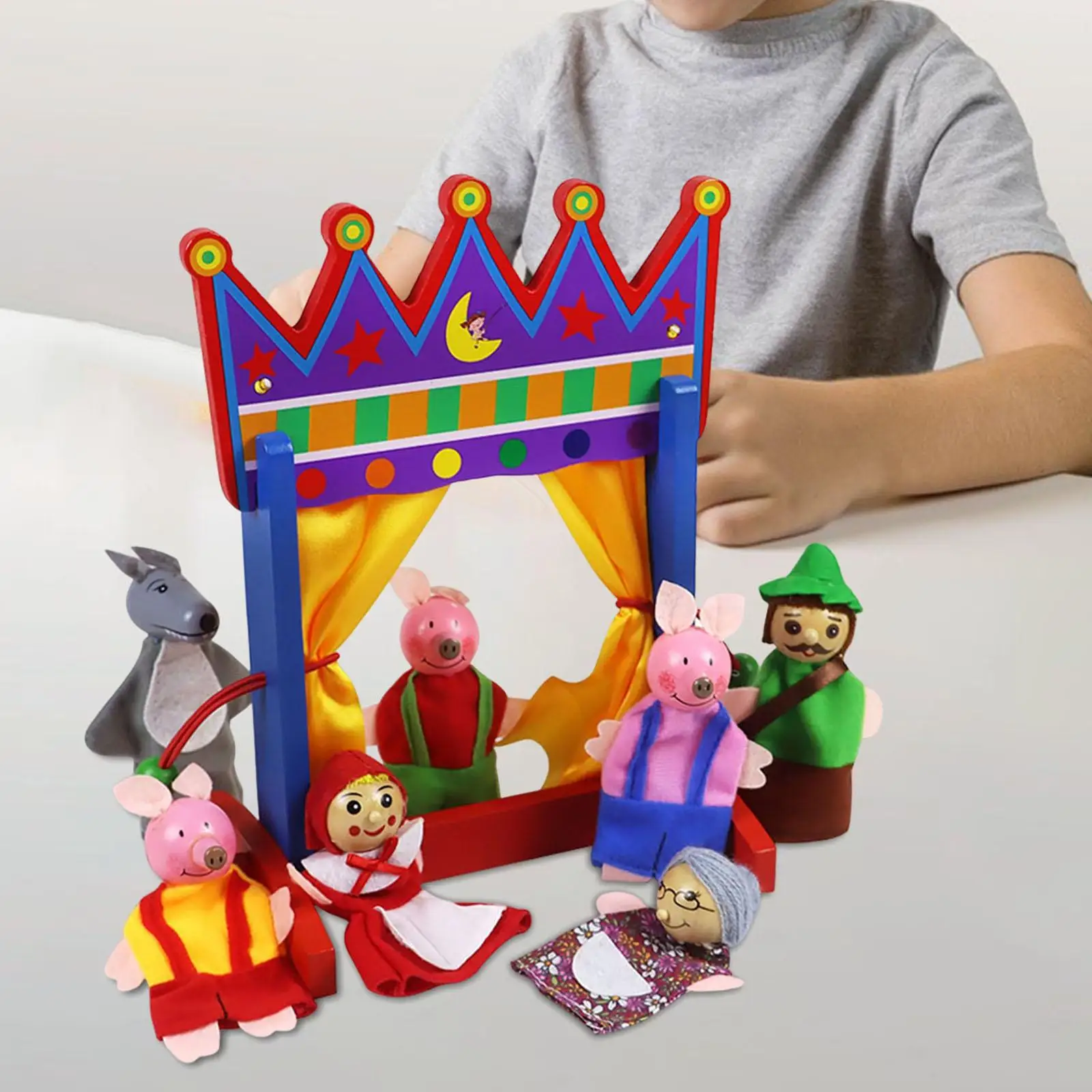   Puppet Stand Set Educational    Finger Puppets for Holiday Bookshelf Preschool Activities