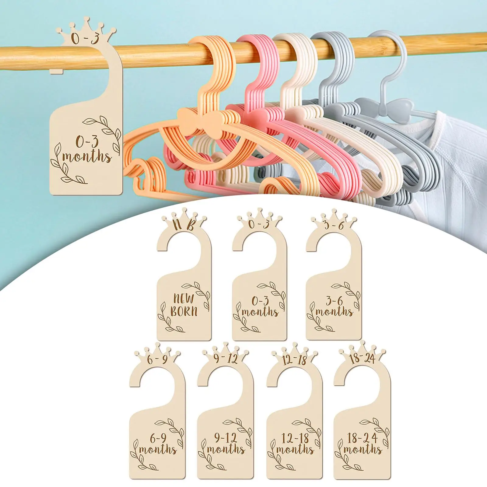 7Pcs Newborn Wardrobe Divider Clothes Organizers Wood for Daily Use