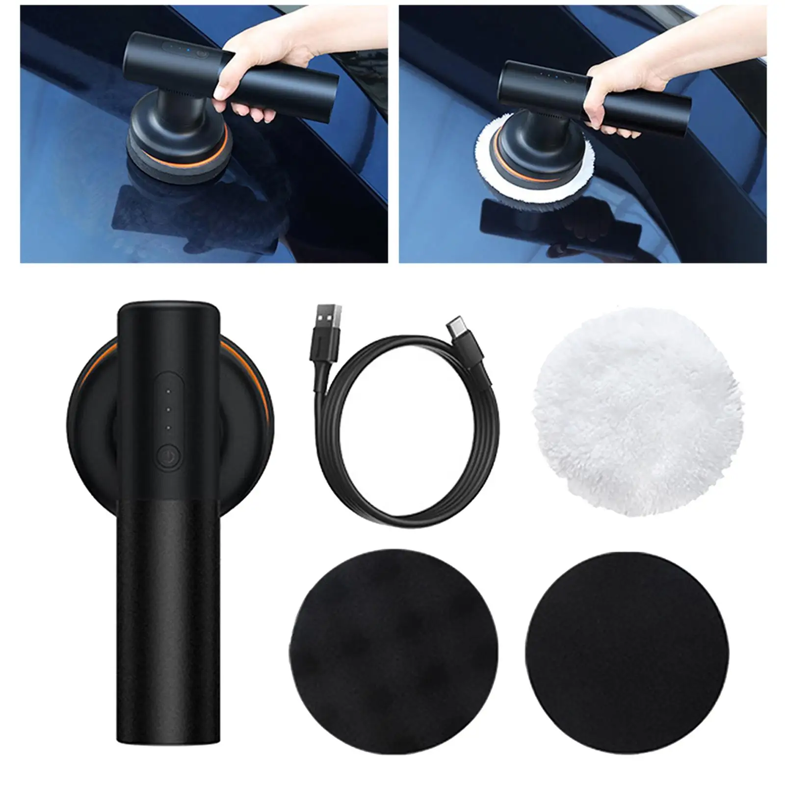  auto Polisher W/ Pad Rechargeable Portable  Start Polishing  45 Polisher Fit for Waxing Machine Sander