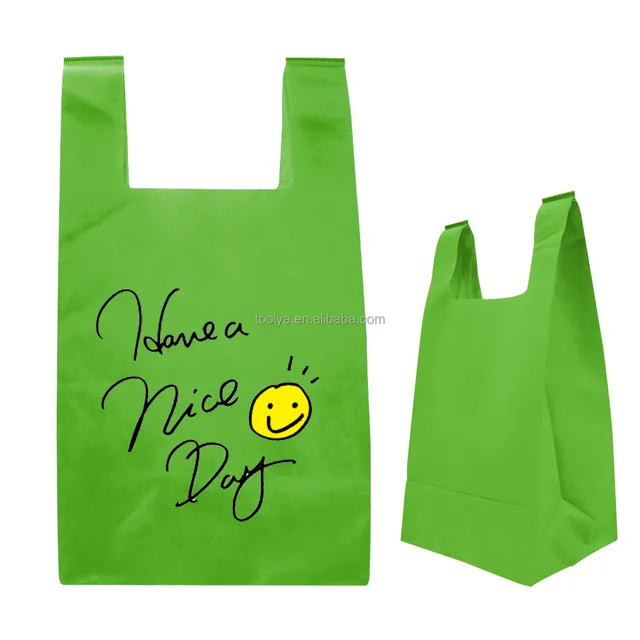 Non-woven Reusable Bags 13.5 x 7.7 x 15.5 Eco-Friendly, Thank You p