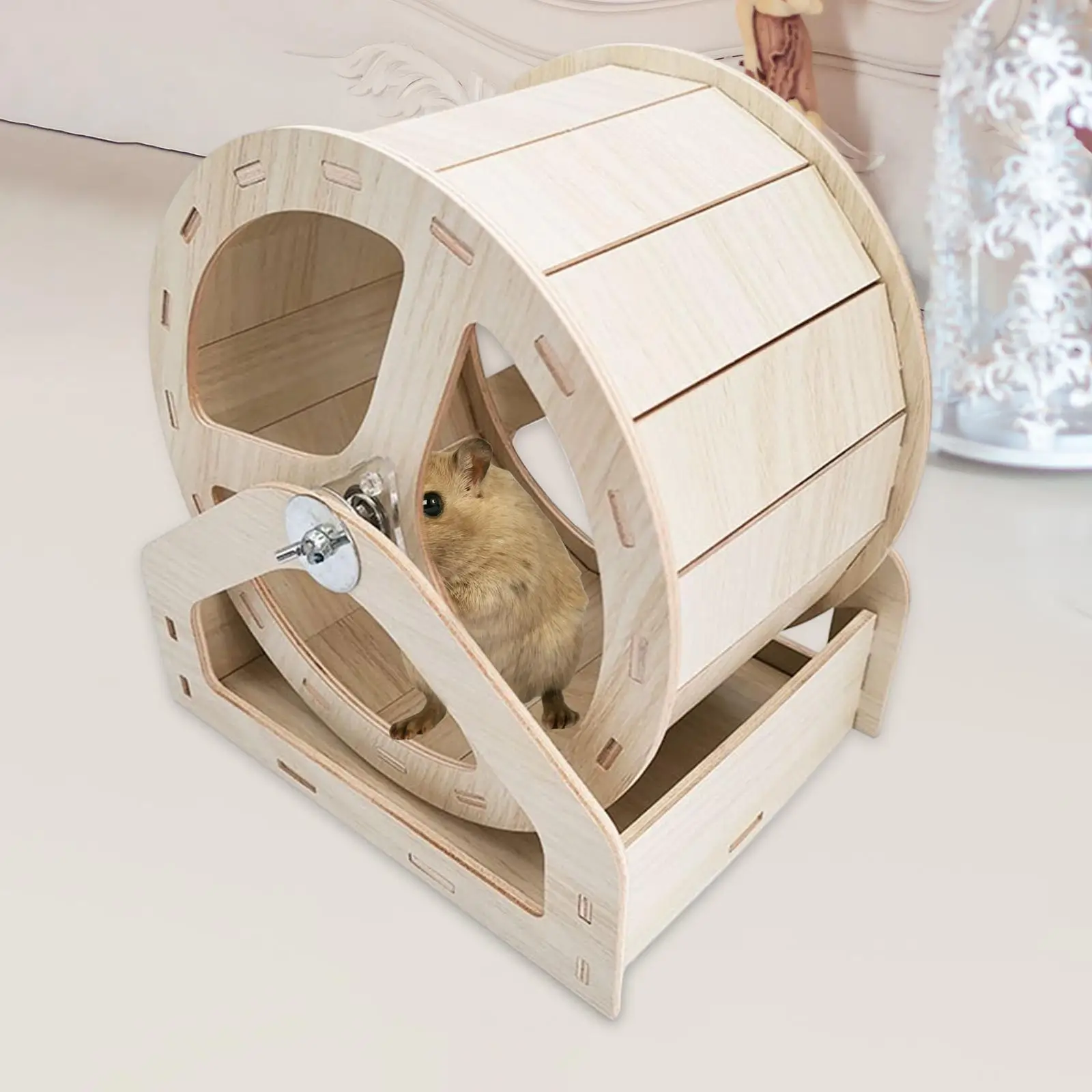 Quiet Hamster Running Wheels Exercise Toys Gerbils Small Chinchilla Mouse Indoor Round Wood Hamster Exercise Wheel Pet Supplies