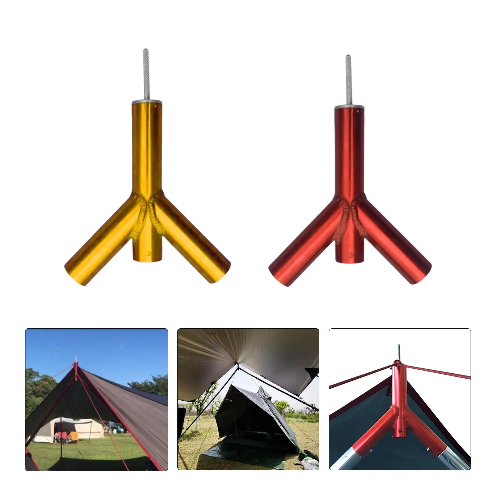 Aluminum Alloy Camping Tent Tarp Poles Canopy Awning Rod Three Way Replacement Bar for Bimodal Tent Sunshade Hiking