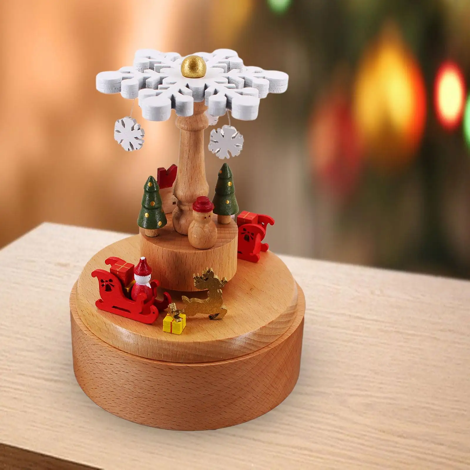 Christmas Wooden Musical Boxes Creative Christmas Themed Play Melody ``merry Christmas`` Handmade for Girlfriend Birthday