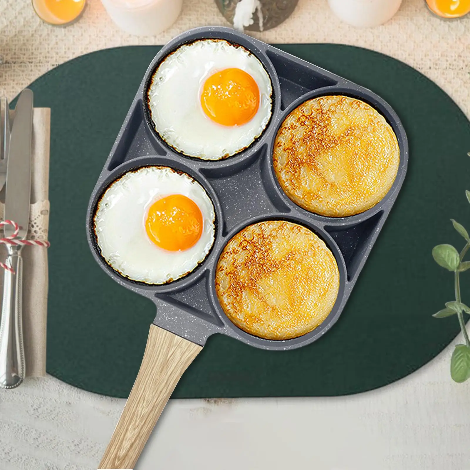 4 Cup Fried Egg Frying Pan 19cmx19cm Egg Cooker Omelet Pan for Omelet Burger