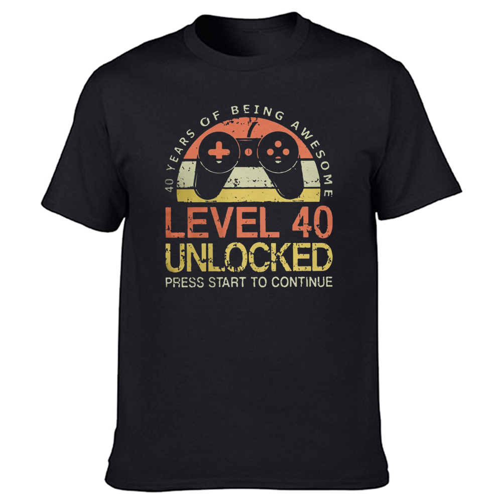 Level 40, entsperrt, lustiger Video-Gamer, 1984, 40. Geburtstag, Geschenk, T-Shirts, Herren, Rundhalsausschnitt, kurzärmelig, Papa, Vater, T-Shirt, Kleidung – Detail 2
