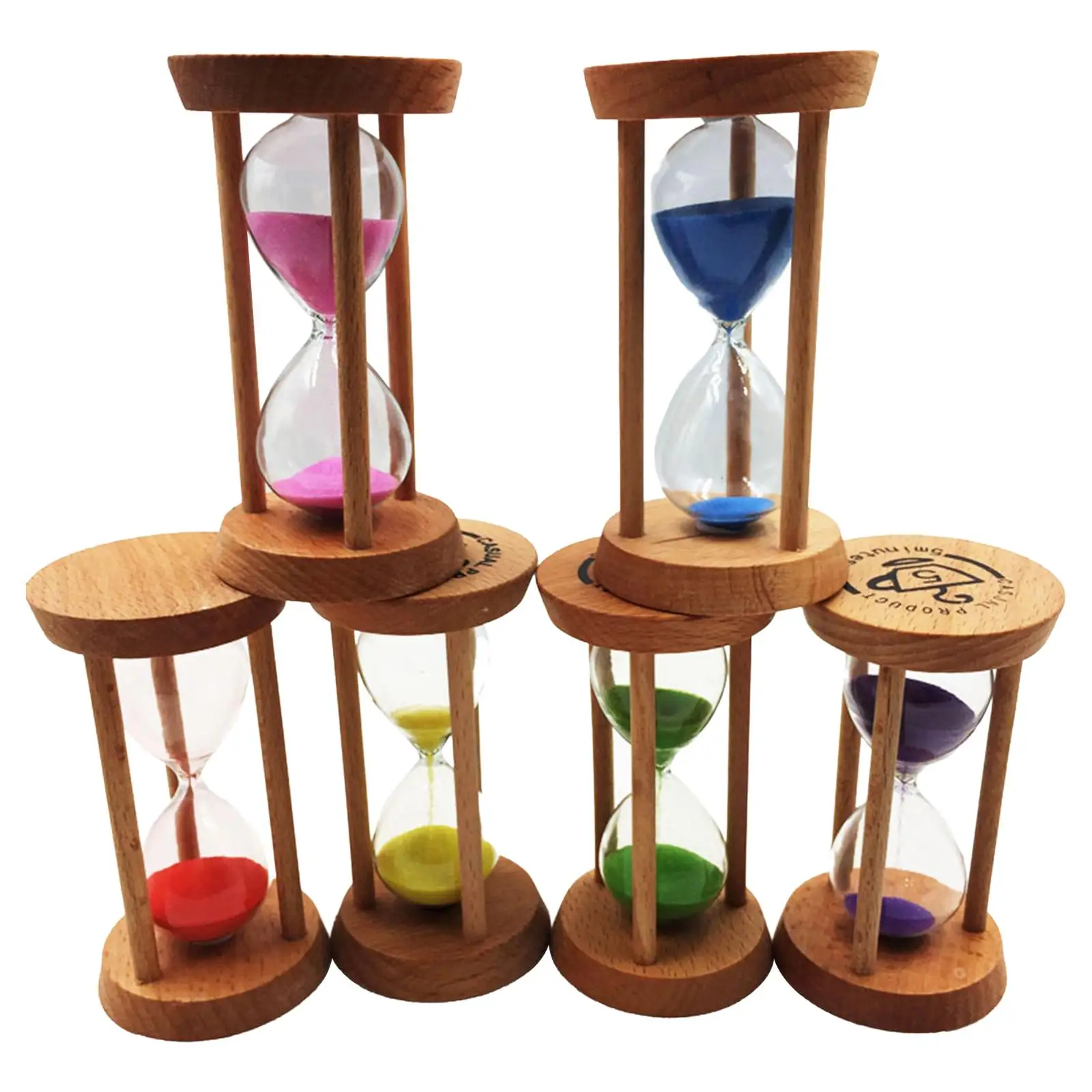6Pcs Sand Timer Wood Hourglass Timer Sandglass Timer for Games Studying