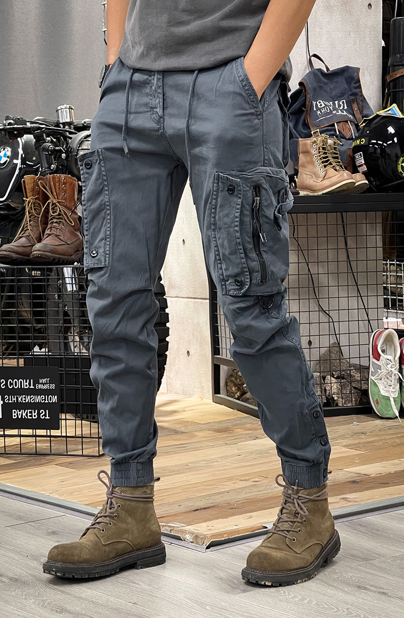Military Tactical Cotton Cargo Pants for Mens Elastic Casual Trousers Zipper Multi-Pocket Joggers Fashion Khaki Black Army Green