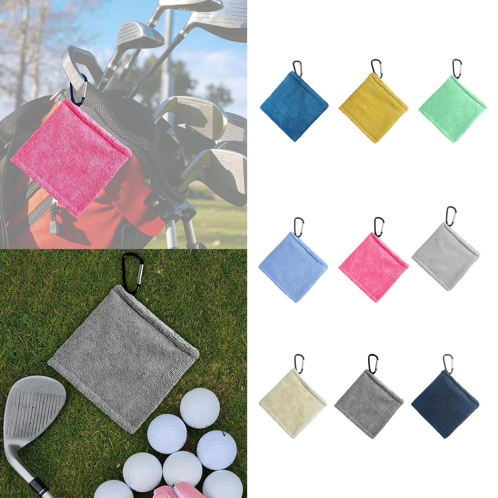 Golf Ball Towel with Clip Small Wipe Golf Club Golf Accessories 5.5 x 5.5 inch Golf Ball Cleaner Pocket Golf Accessory