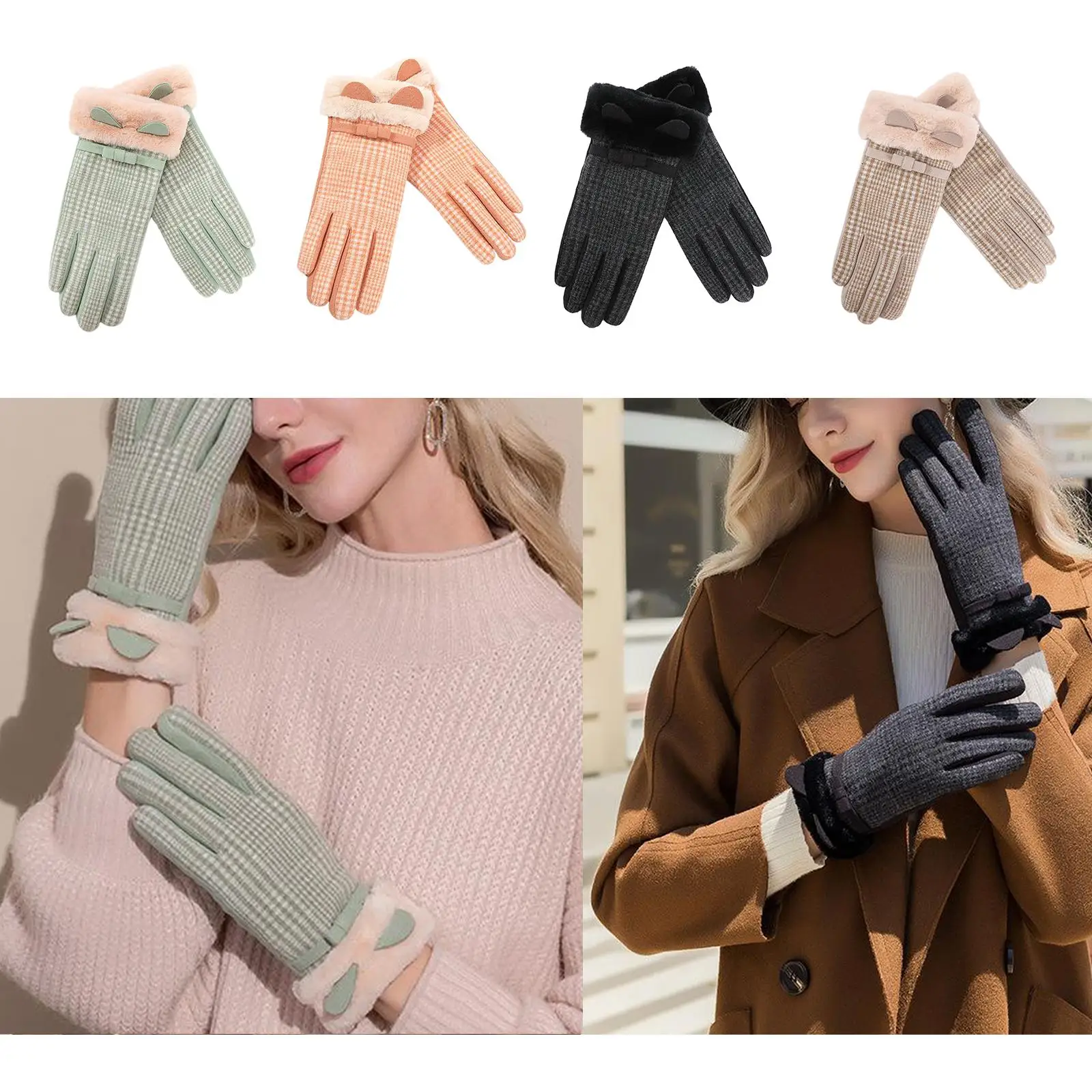 Insulated Women Winter Gloves Warmer Plush Lined Touchscreen Gloves Ladies Girls Breathable Mittens