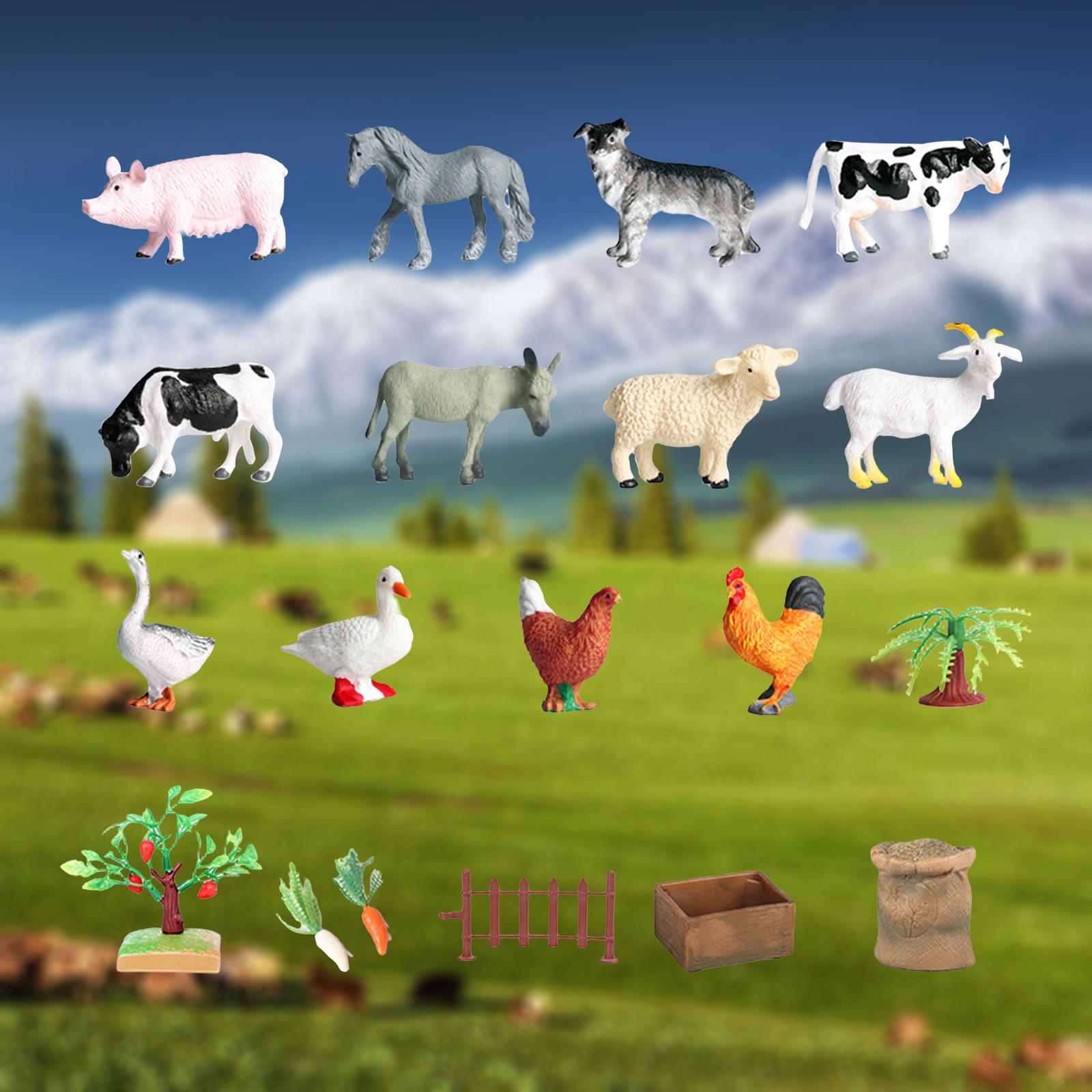 12x Miniature Farm Animals Model Animal Figurines Garden DIY Kit for Decor