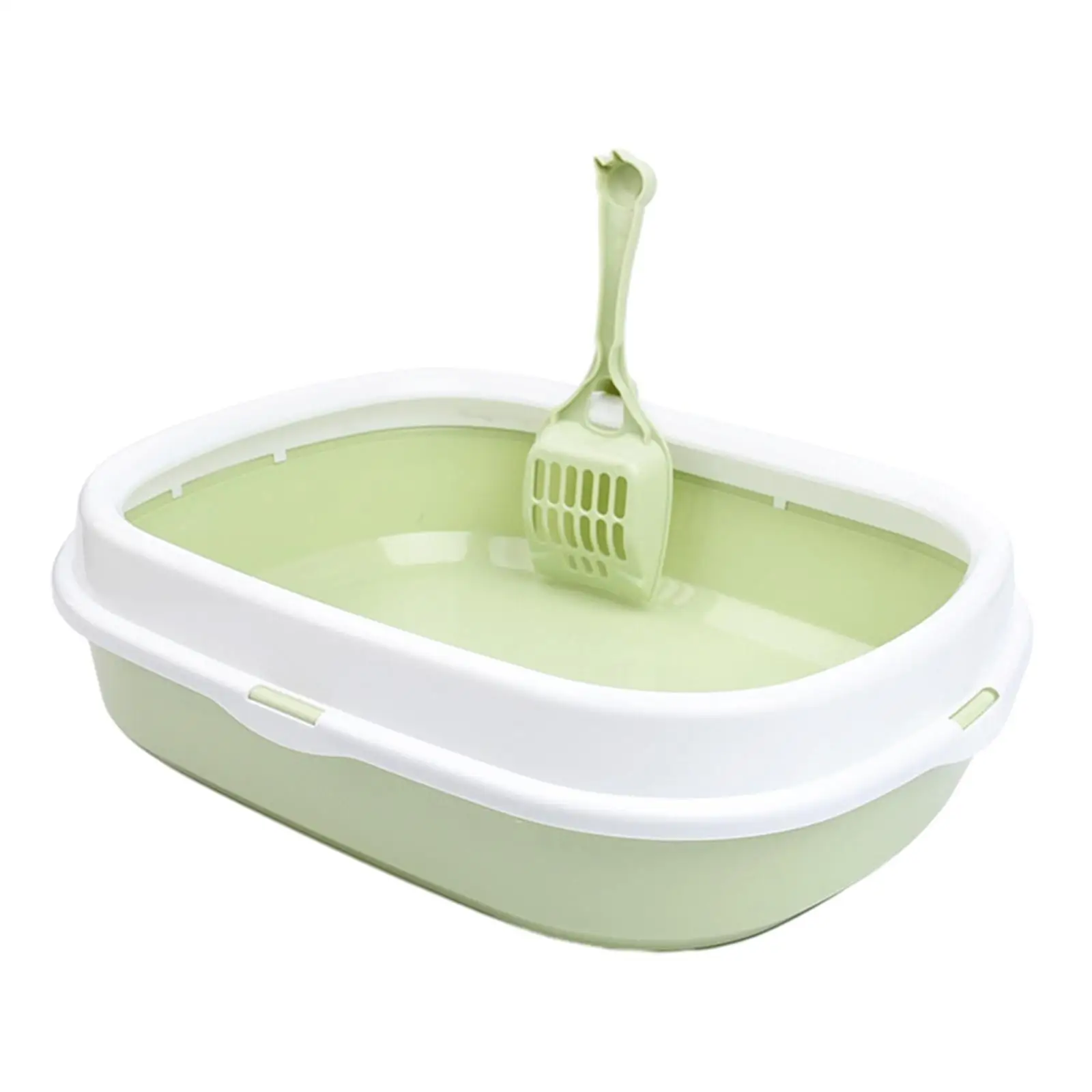Cat Litter Box, Cat Bedpan Portable with Scoop, High Sides Cat Litter Container,